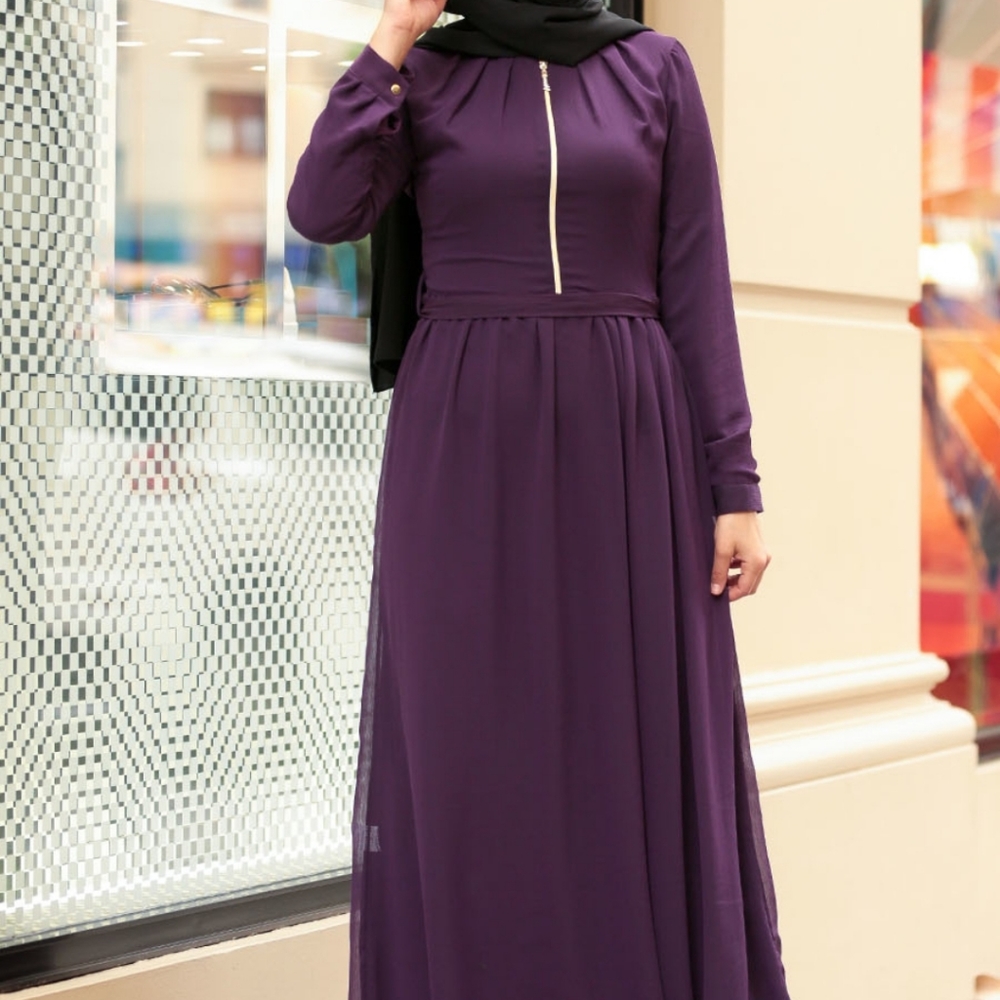 Elegant Purple Women's Hijab Dress
